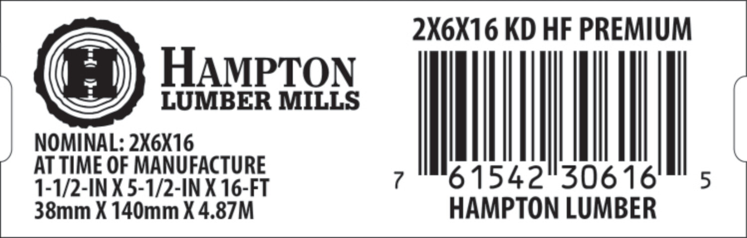 2x6x16 BCH Home Depot End Tag - 30616-5