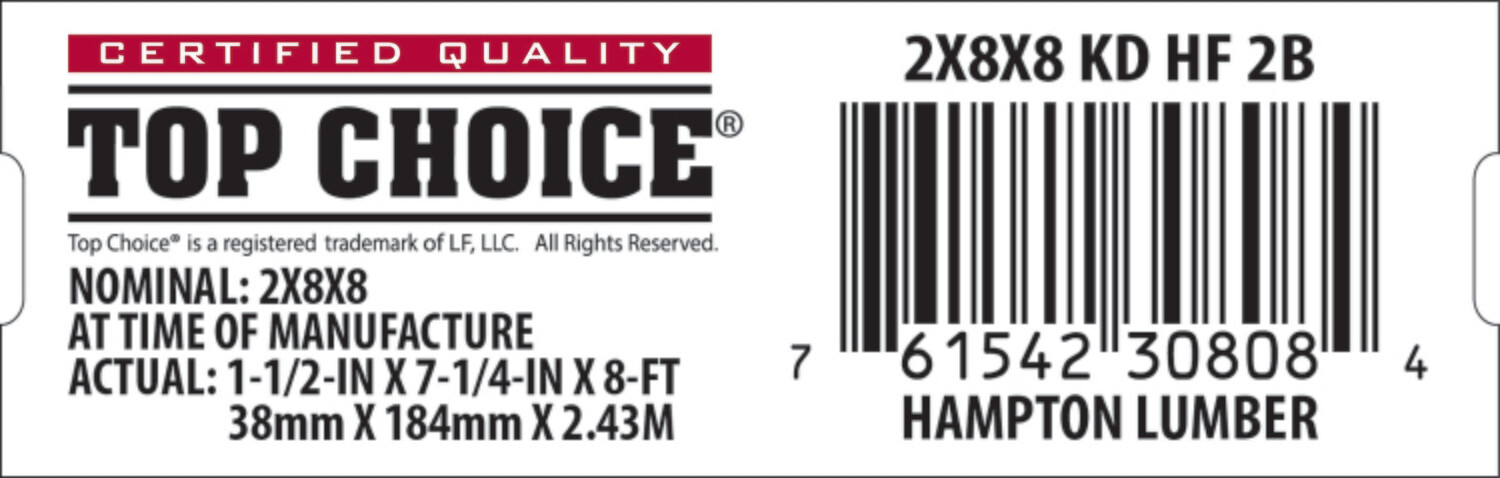 2x8x8 BCHL Lowe's Top Choice End Tag - 30808-4