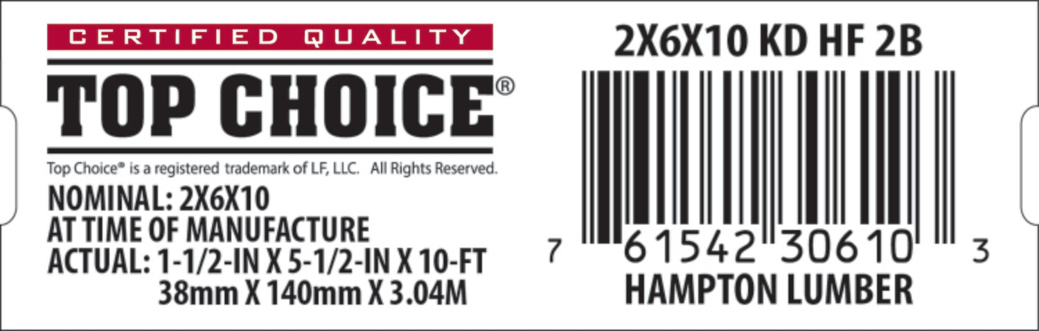 2x6x10 BCHL Lowe's Top Choice End Tag - 30610-3