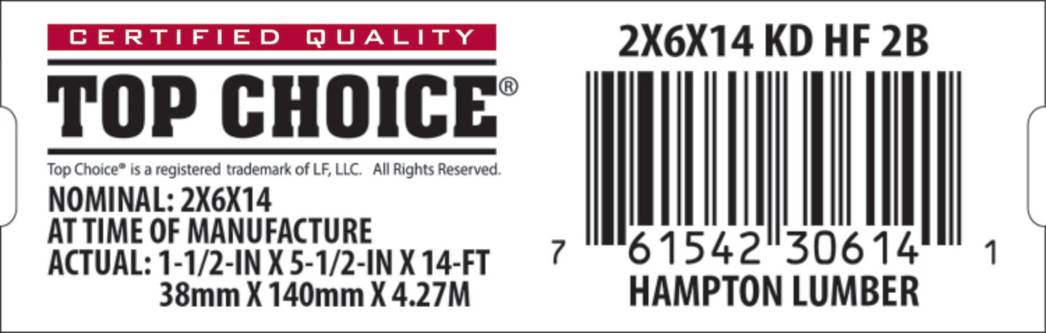 2x6x14 BCHL Lowe's Top Choice End Tag - 30614-1