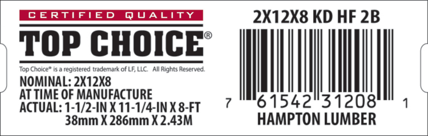 2x12x8 BCHL Lowe's Top Choice End Tag - 31208-1