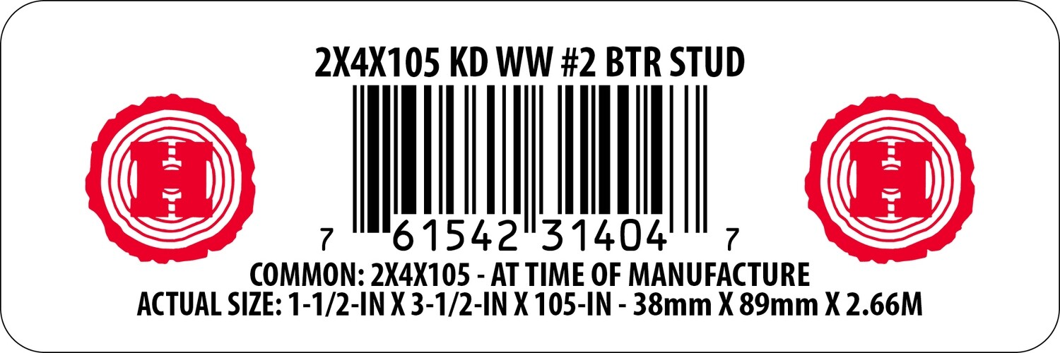 2X4X105 KD WW #2 BTR STUD - 31404-7