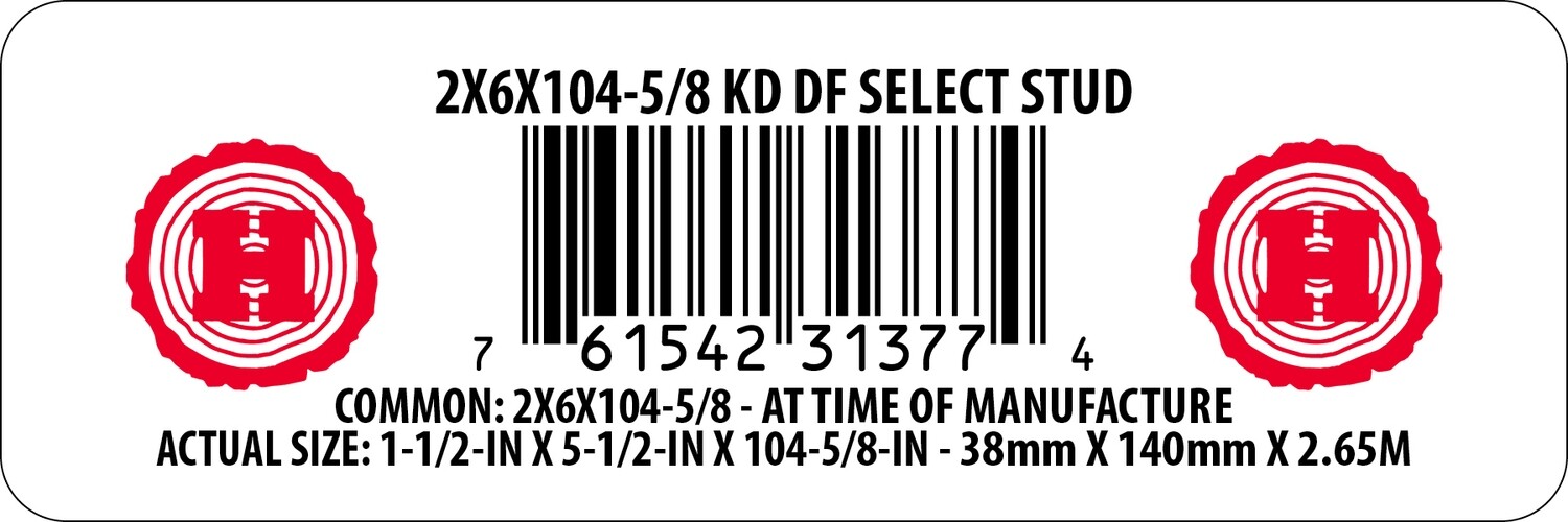 2X6X104-5/8 KD DF SELECT STUD - 31377-4