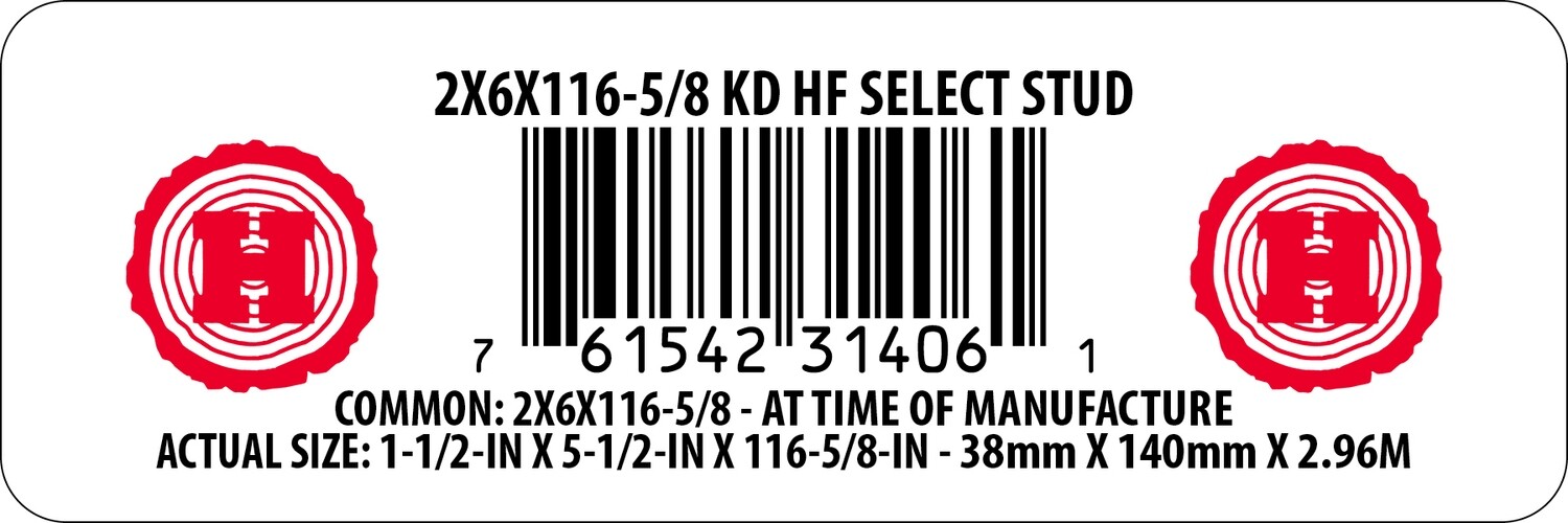 2X6X116-5/8 KD HF SELECT STUD - 31406-1
