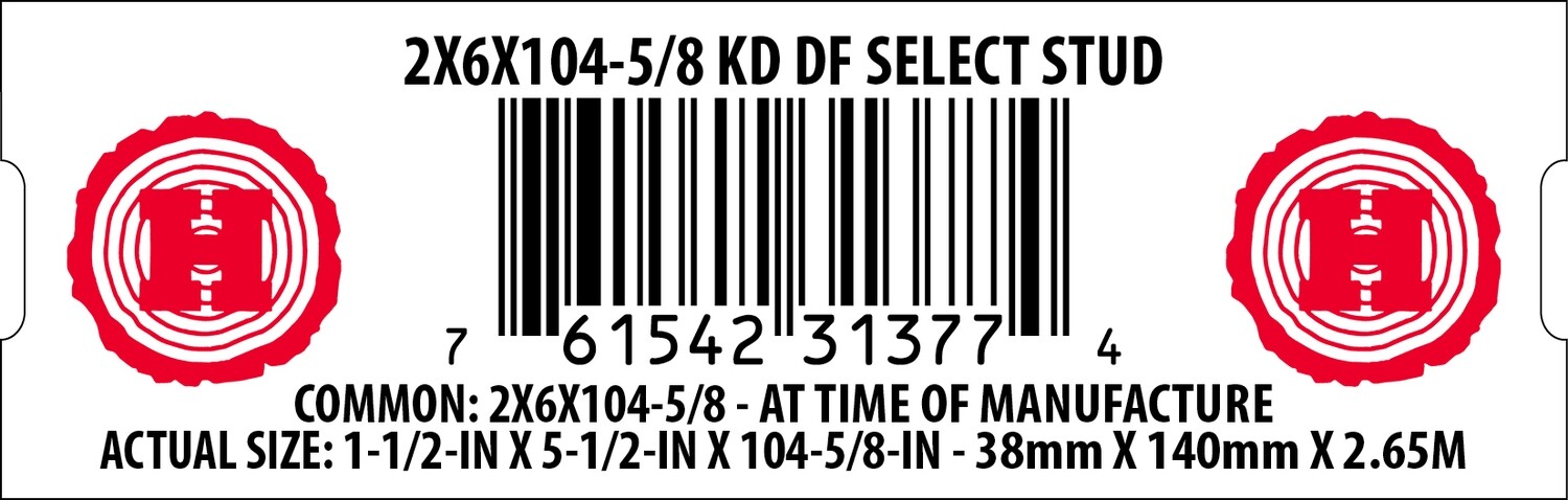 2X6X104-5/8 KD DF SELECT STUD - 31377-4