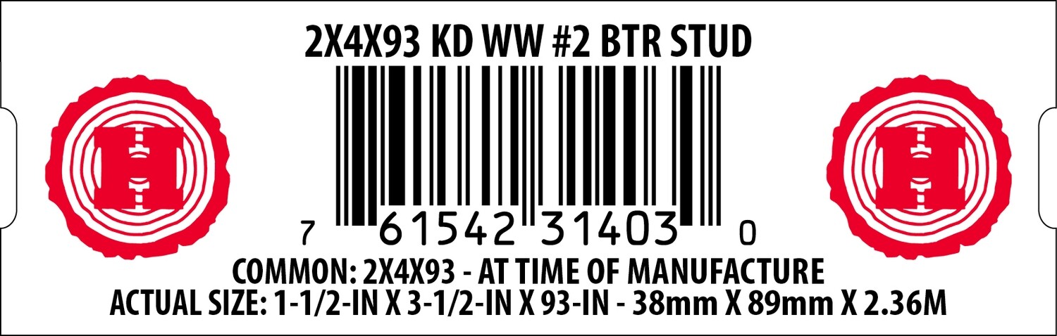 2X4X93 KD WW #2 BTR STUD - 31403-0