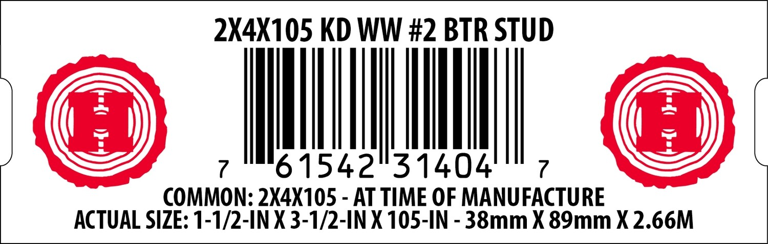 2X4X105 KD WW #2 BTR STUD - 31404-7