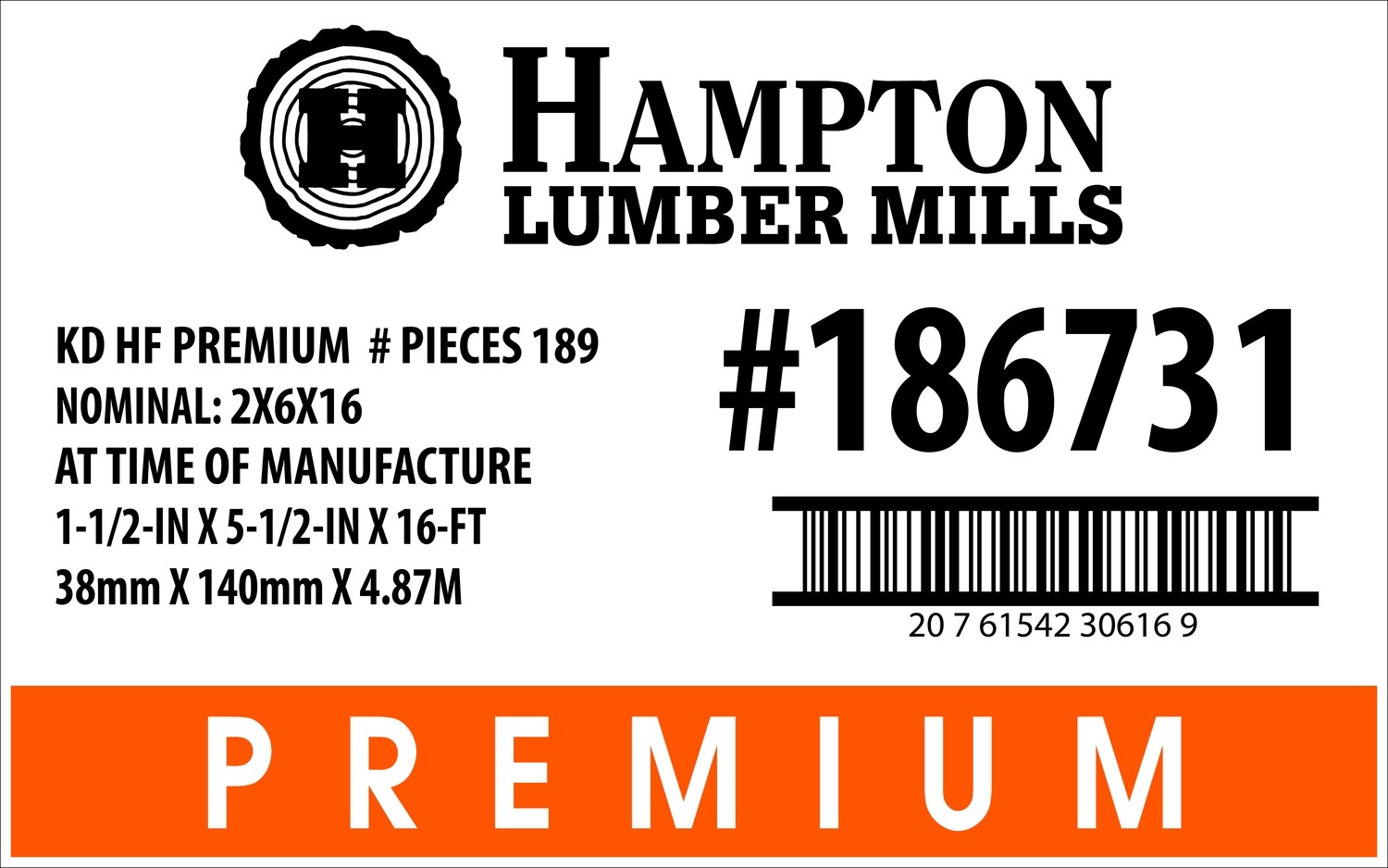 2x6x16 BCH Home Depot Placard - 30616-9