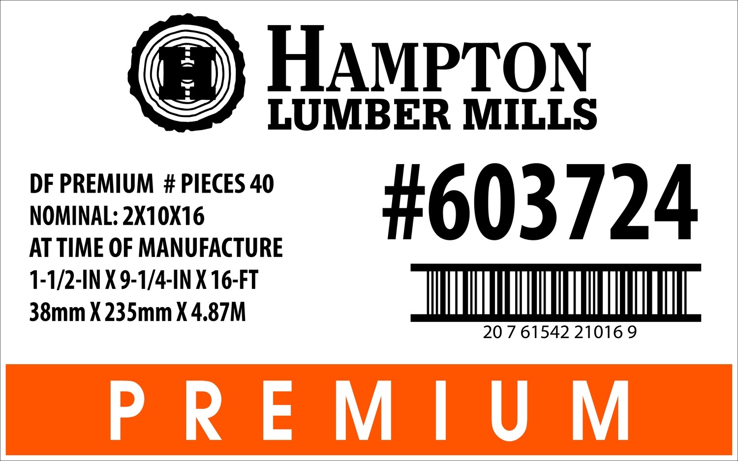 2x10x16 Home Depot Placard - 21016-9