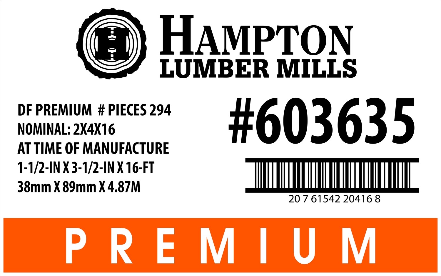 2x4x16 Home Depot Placard - 20416-8