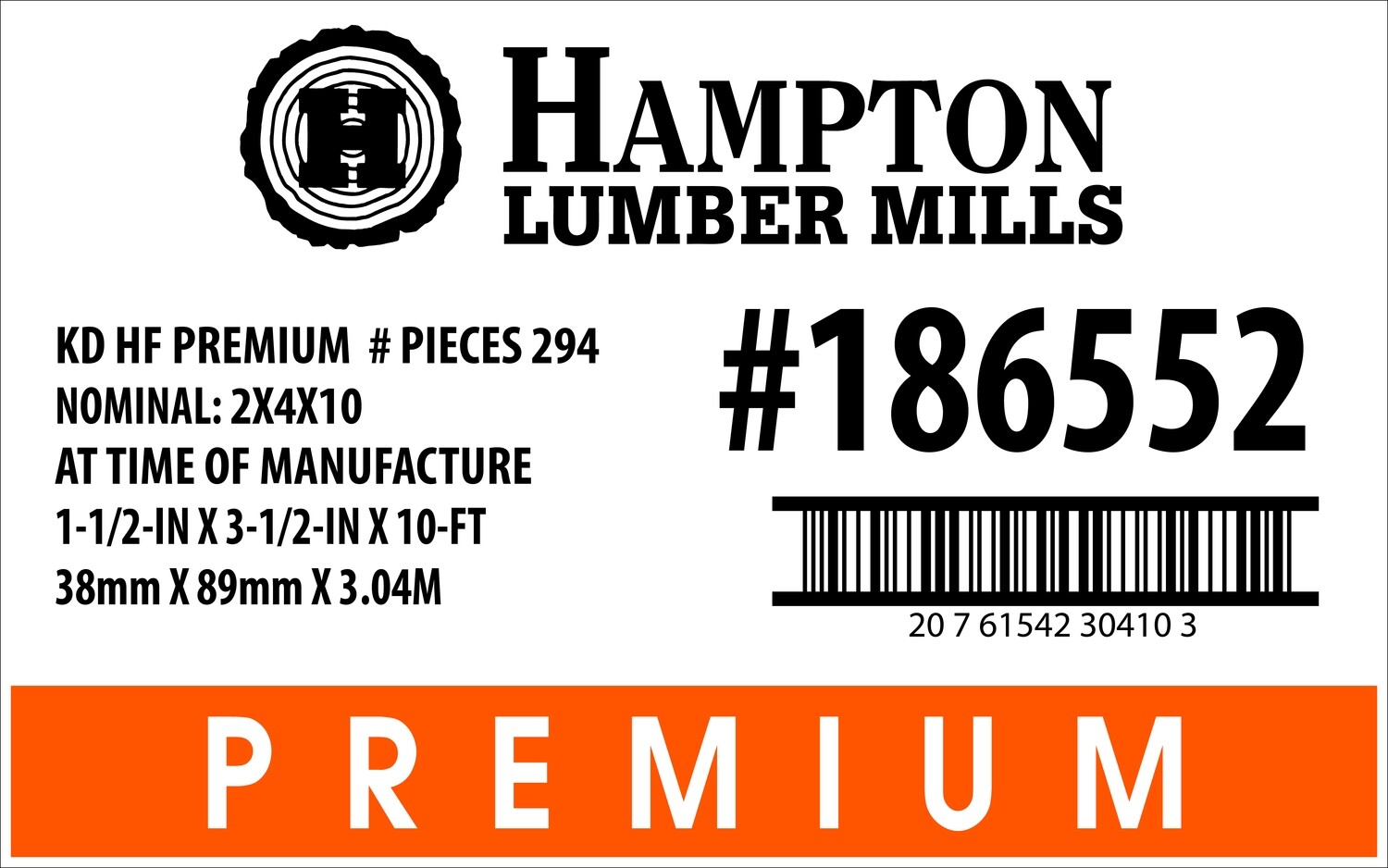 2x4x10 BCH Home Depot Placard - 30410-3