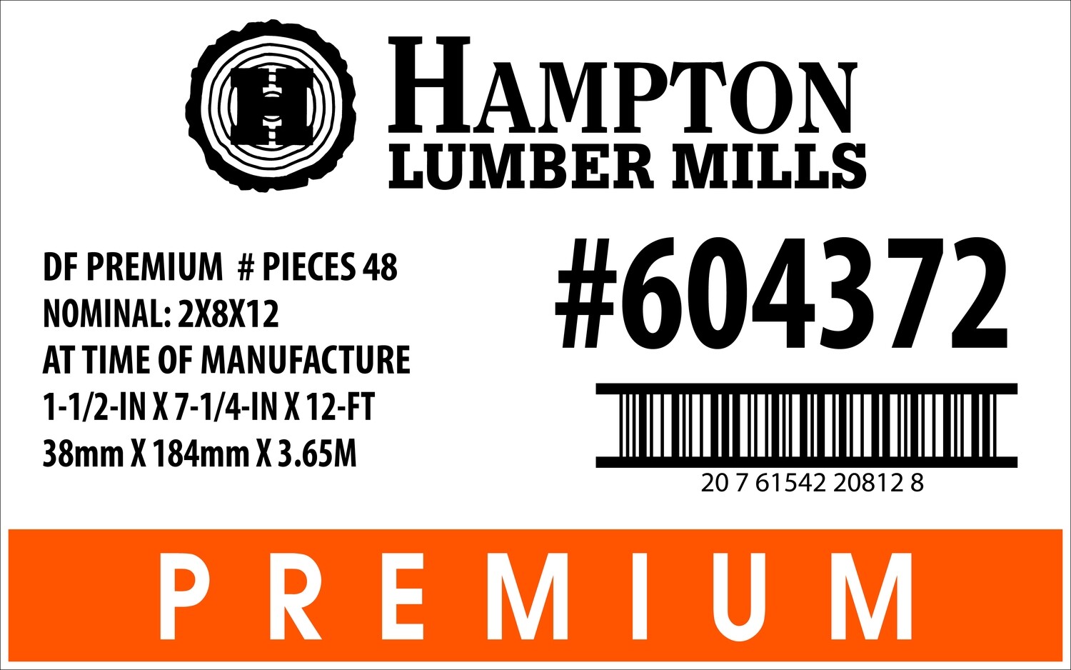 2x8x12 Home Depot Placard - 20812-8