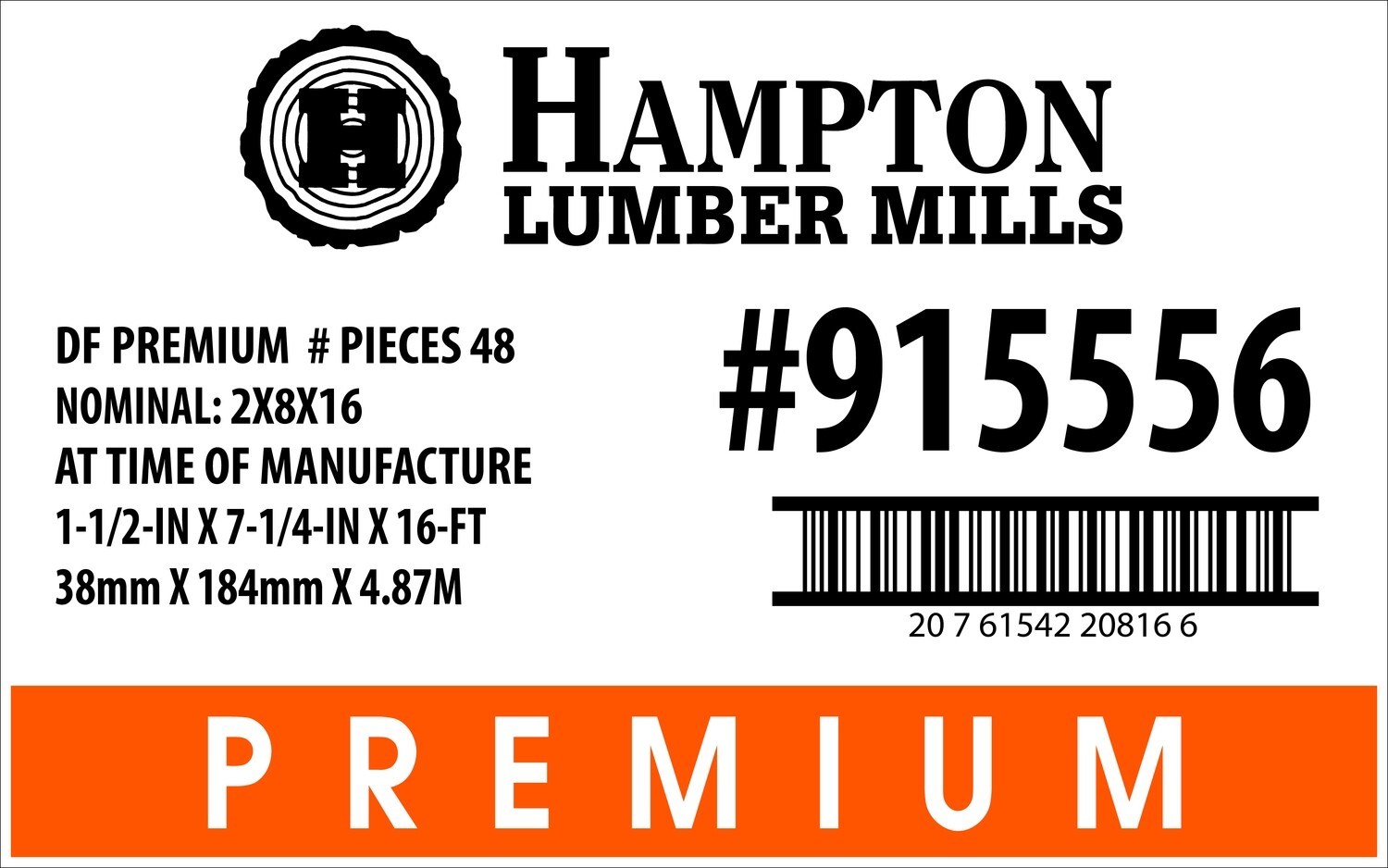 2x8x16 Home Depot Placard - 20816-6