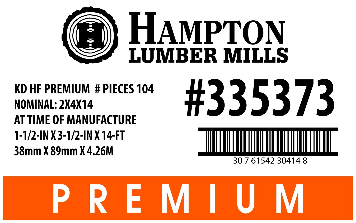 2x4x14 BCH Home Depot Placard - 30414-8