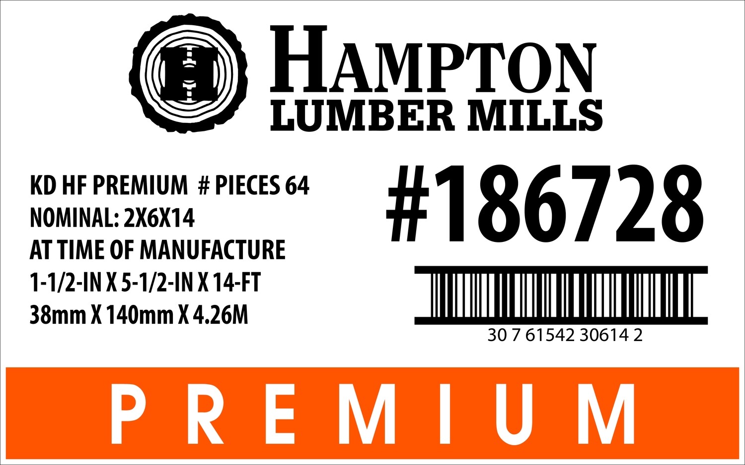 2x6x14 BCH Home Depot Placard - 30614-2