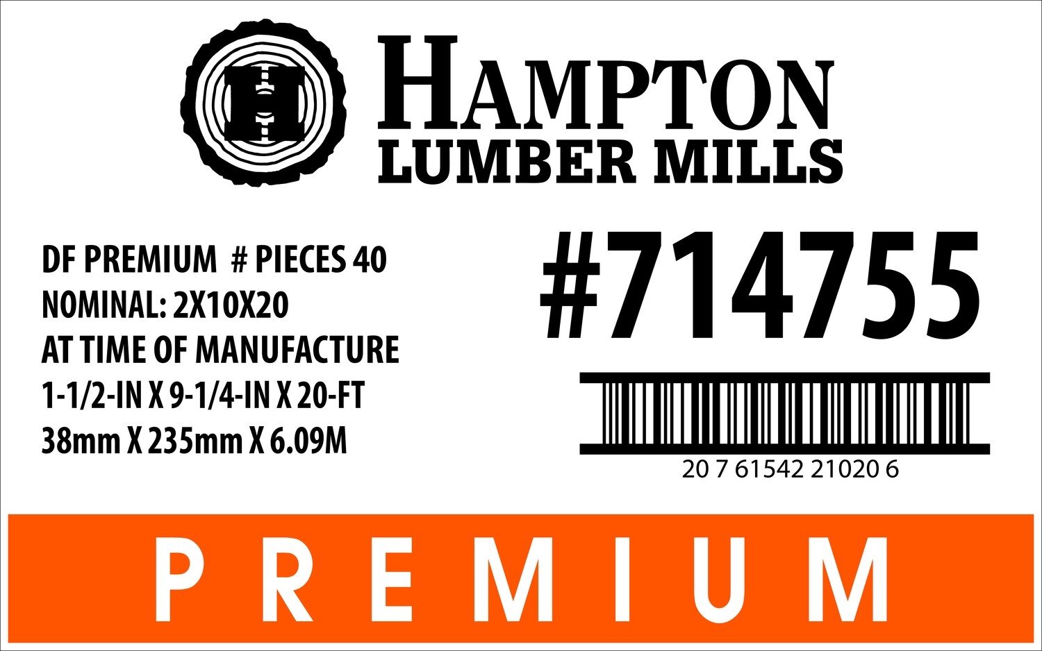 2x10x20 Home Depot Placard - 21020-6