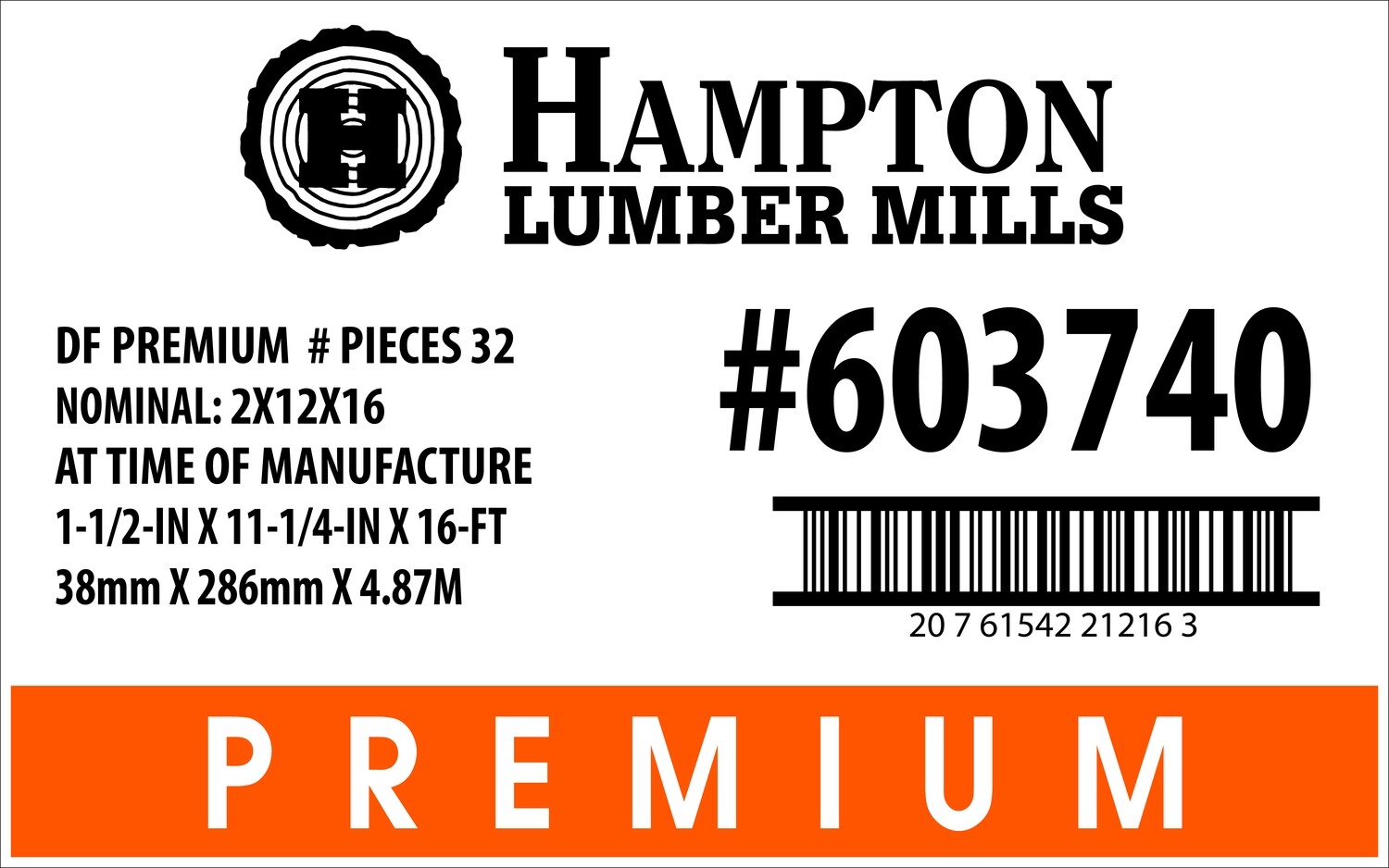 2x12x16 Home Depot Placard - 21216-3