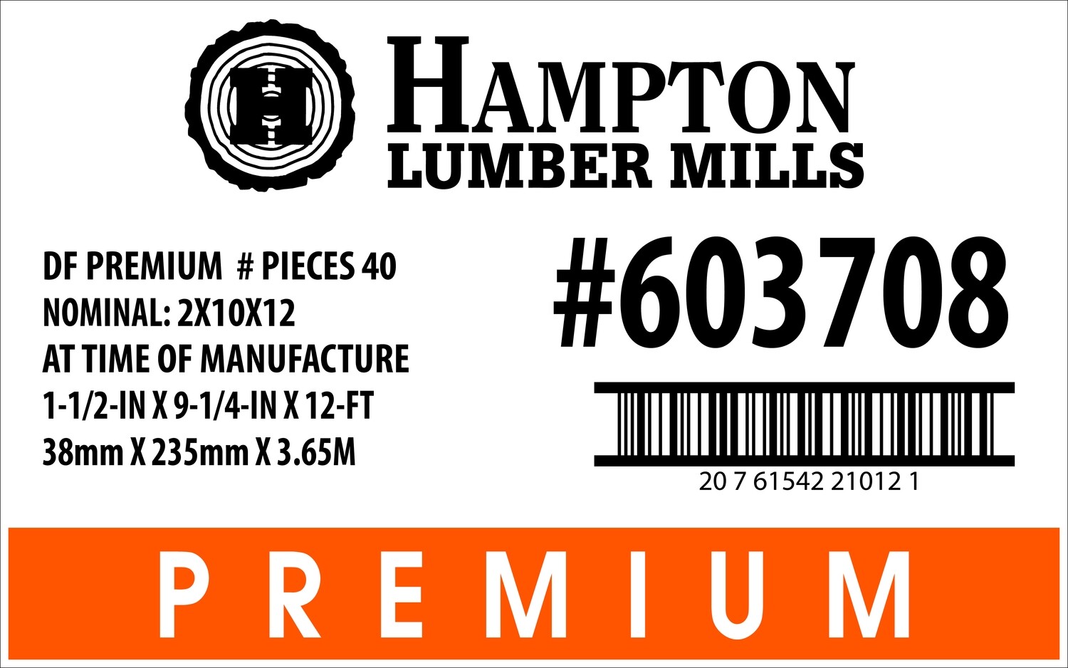2x10x12 Home Depot Placard - 21012-1