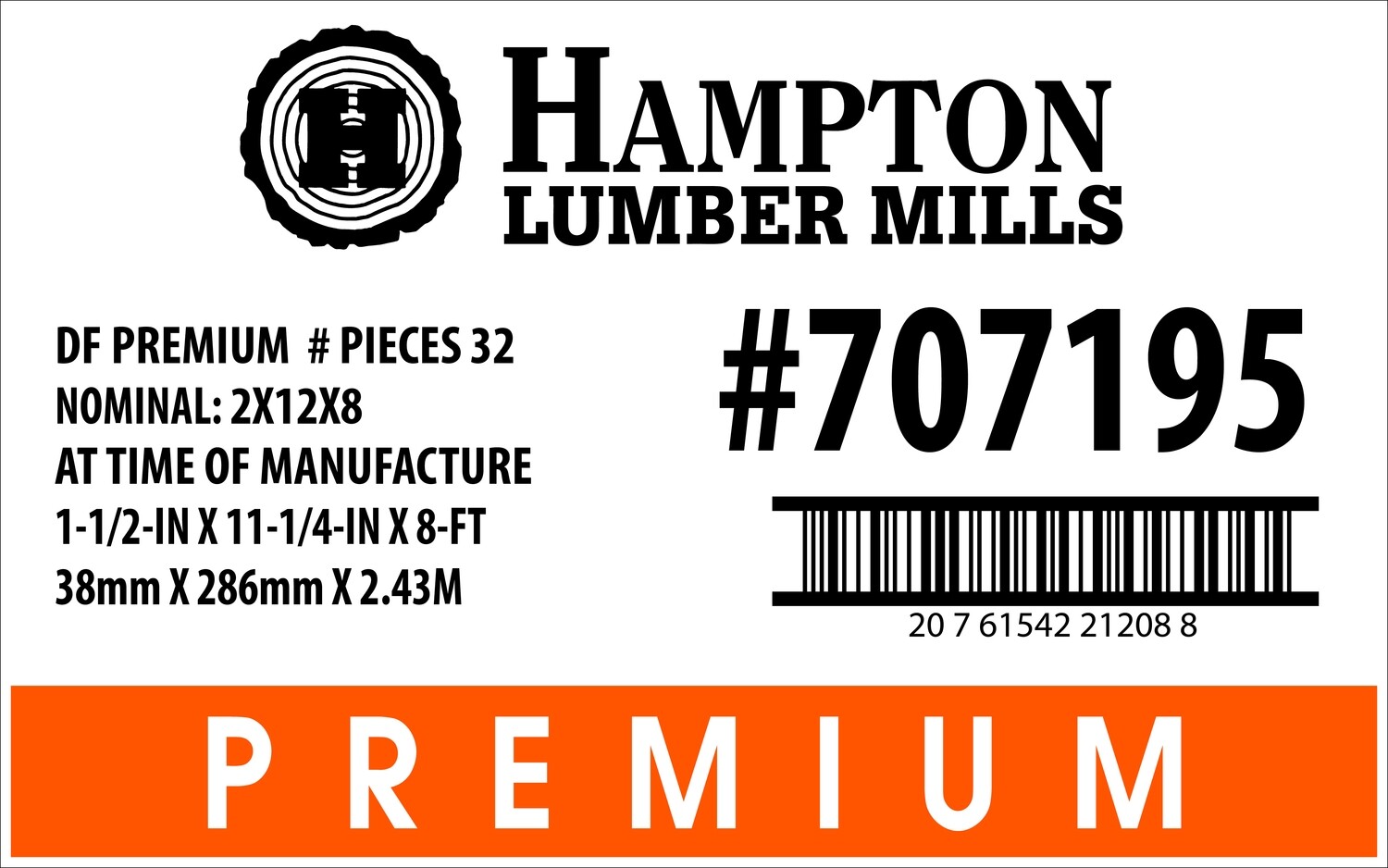 2x12x08 Home Depot Placard - 21208-8