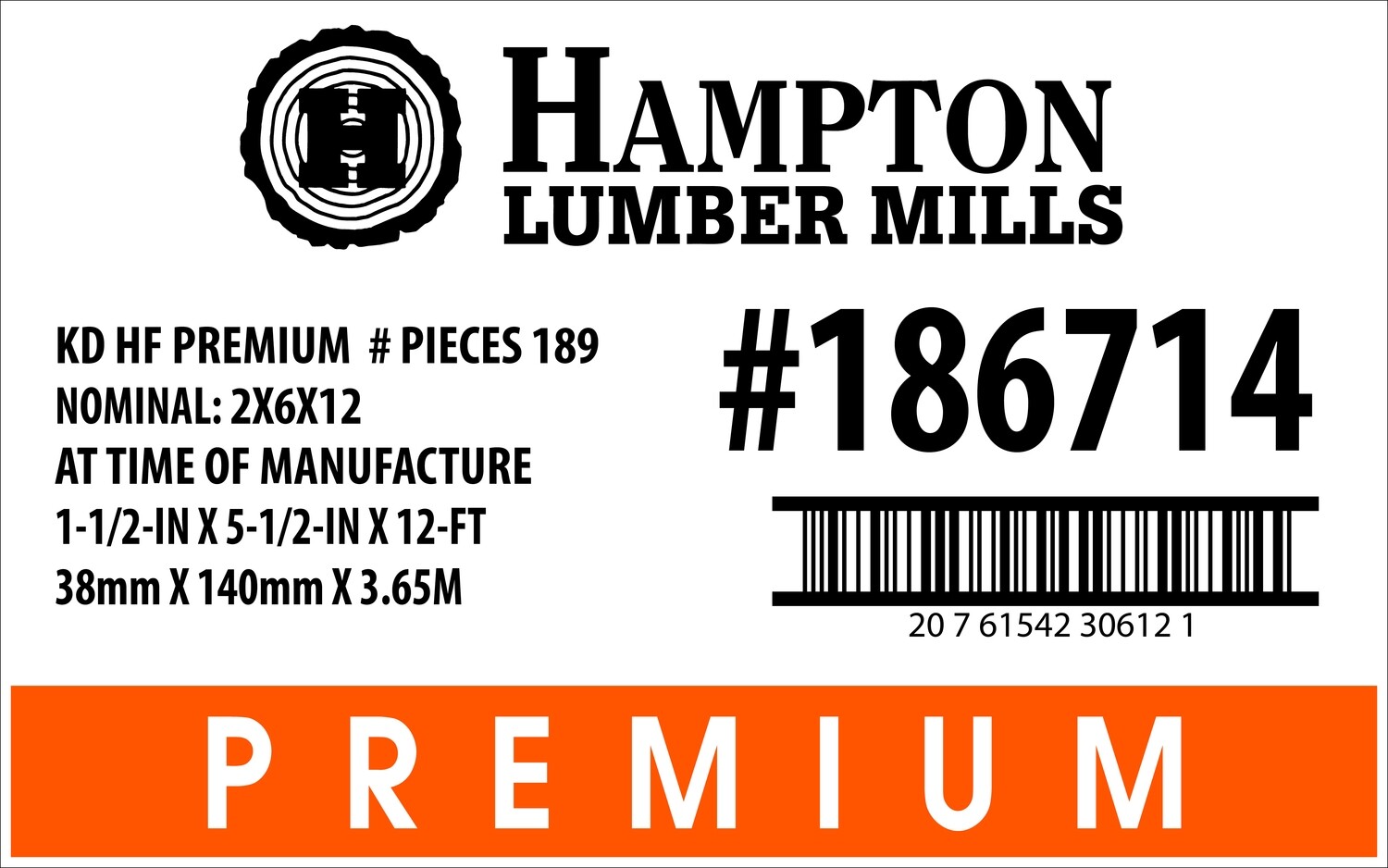 2x6x12 BCH Home Depot Placard - 30612-1