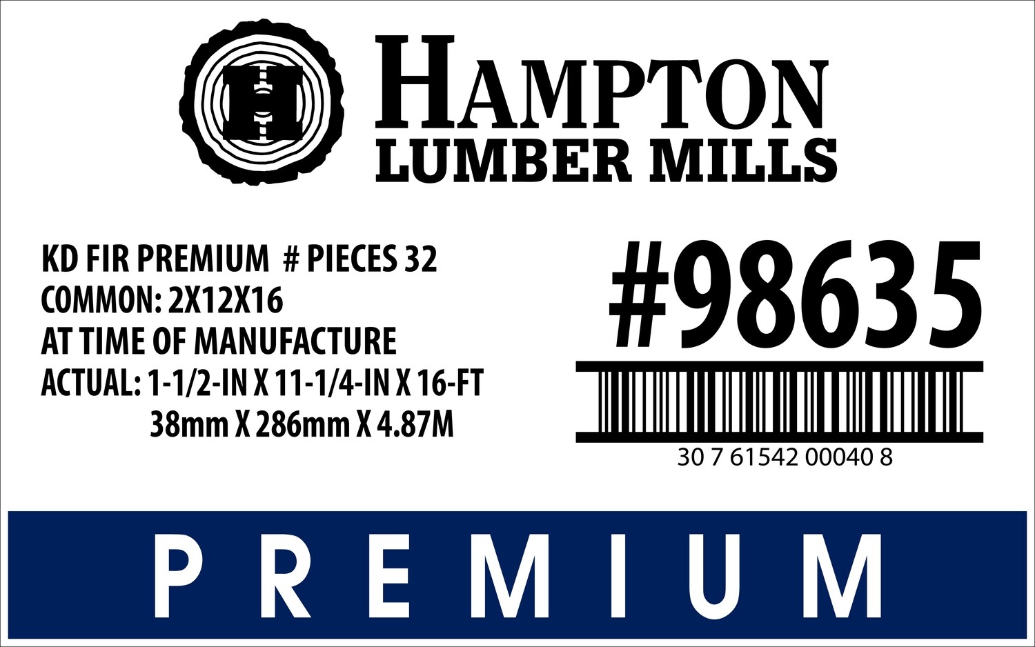 2x12x16 Premium Placard - 00040-8