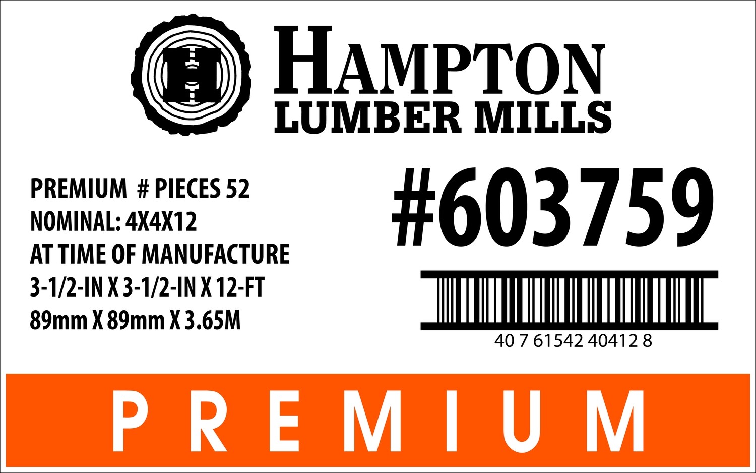4x4x12 Home Depot Placard - 40412-8