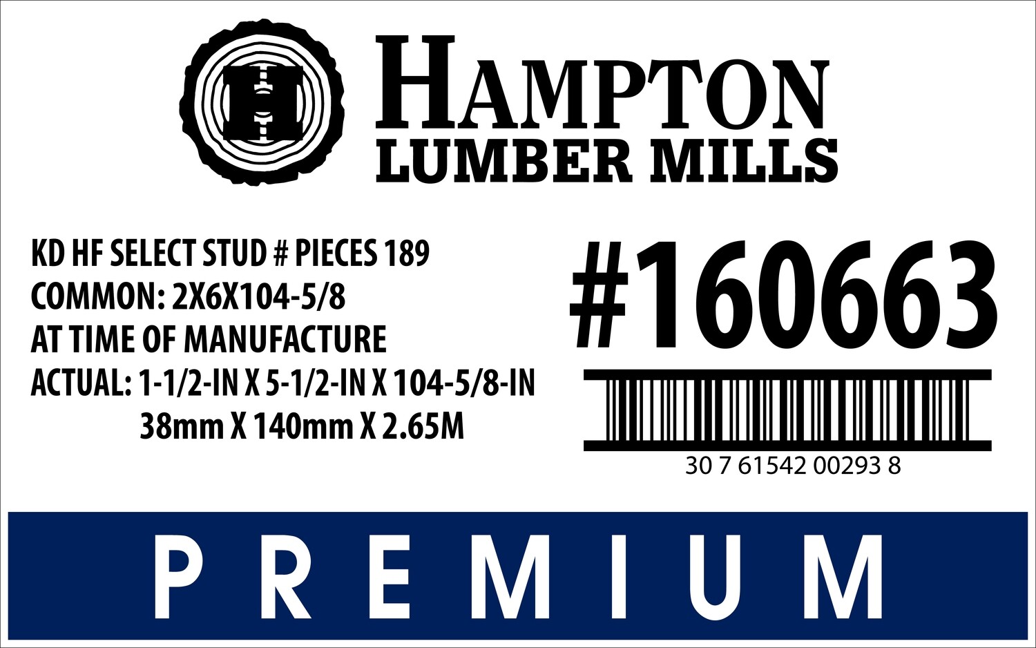 2X6X104-5/8 KD HF SELECT STUD PLACARD - 00293-8