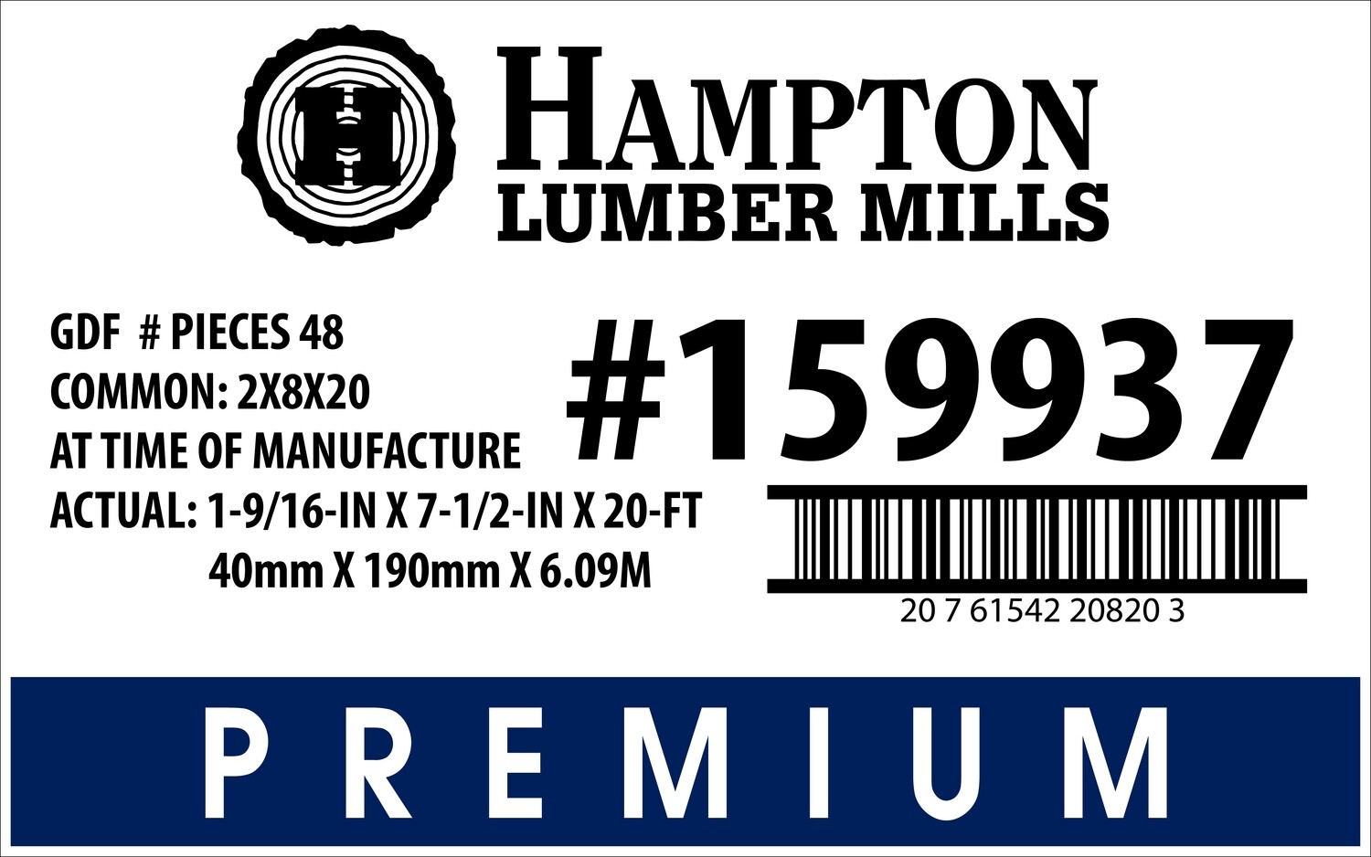 2x8x20 Lowe's Top Choice Placard - 20820-3