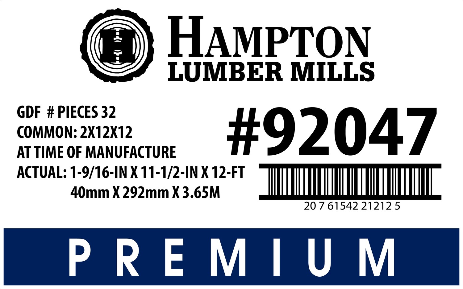 2x12x12 Lowe's Placard - 21212-5