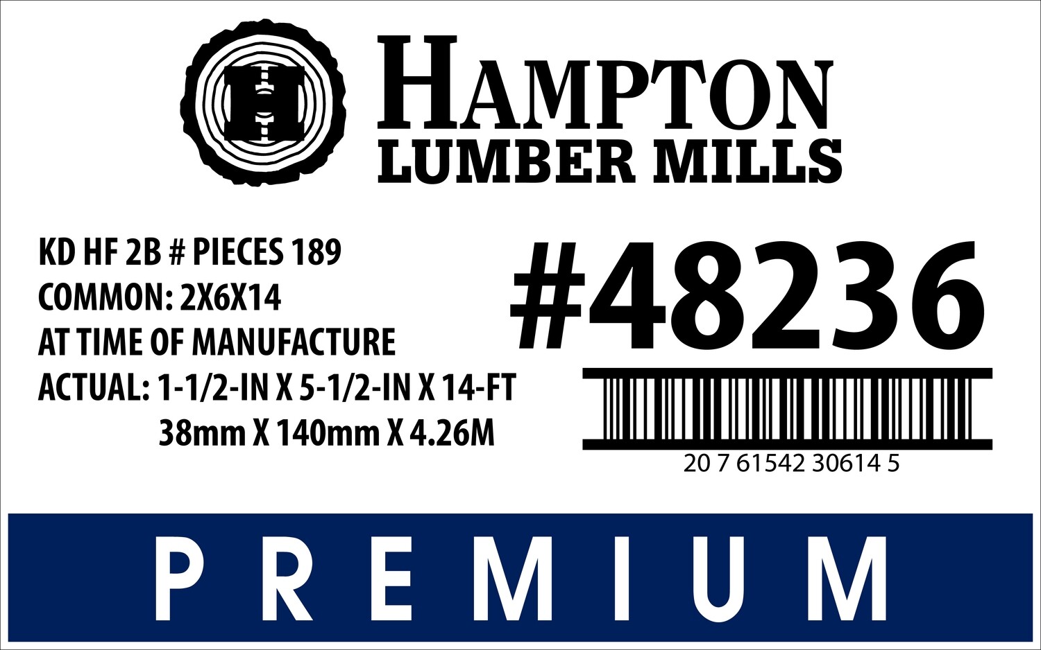 2x6x14 BCHL Lowe's Placard - 30614-5