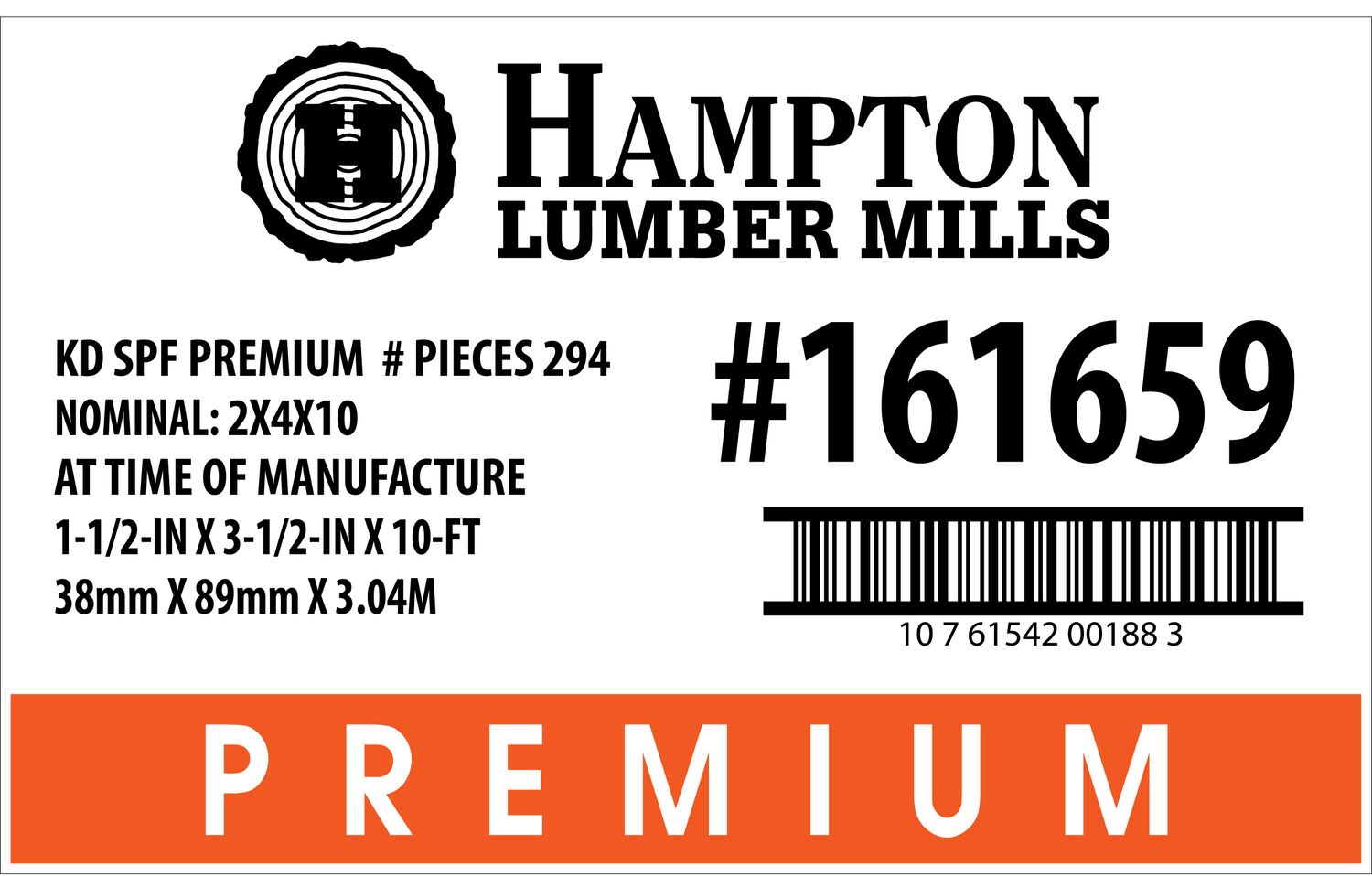 2x4x10 KD SPF PREMIUM Home Depot Placard - 00188-3