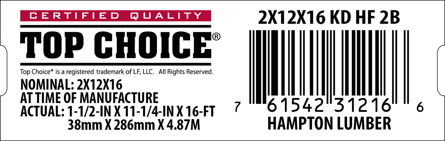 2x12x16 BCHL Lowe's Top Choice End Tag - 31216-6