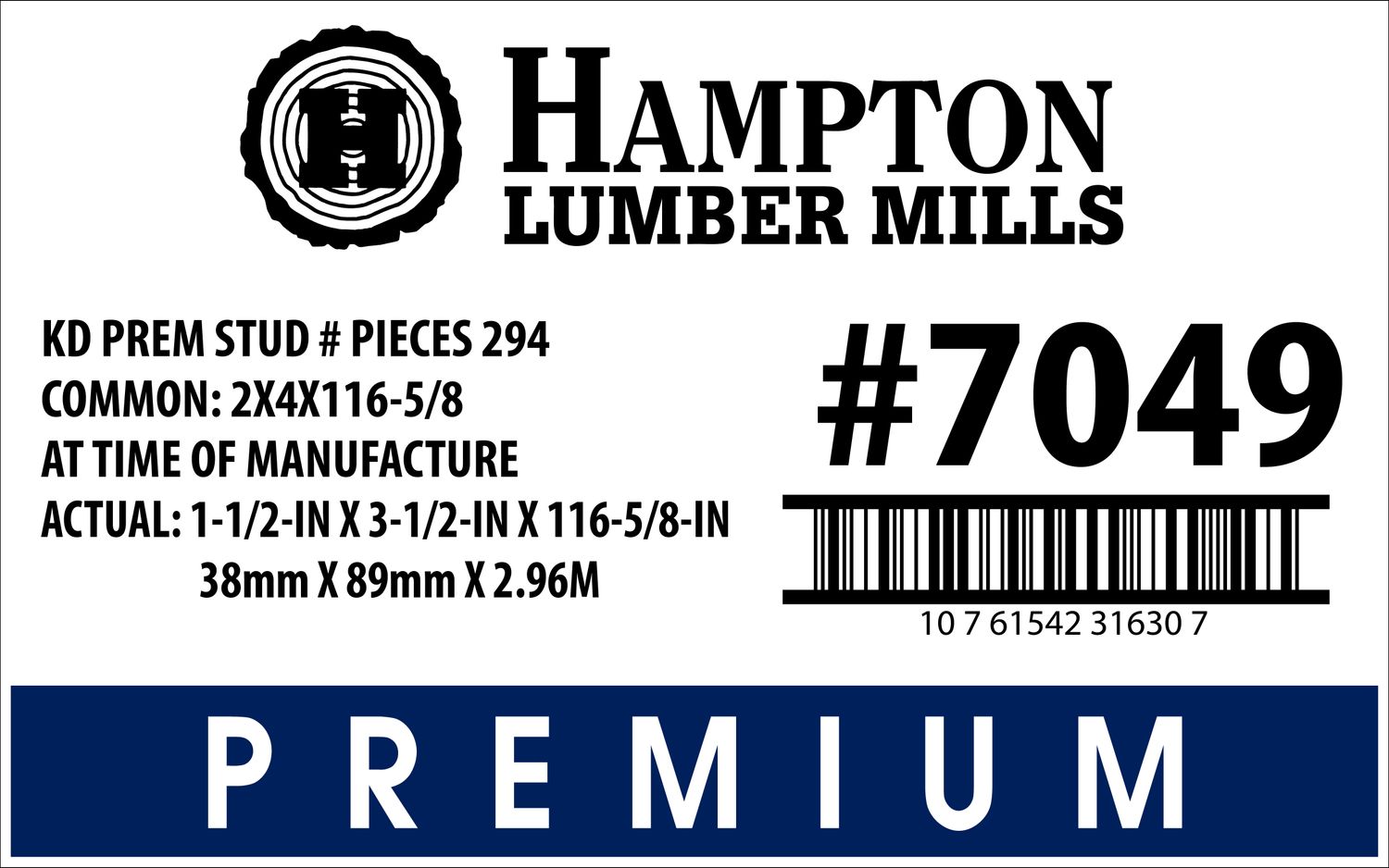2X4X116-5/8 Lowe's Placard - 31630-7