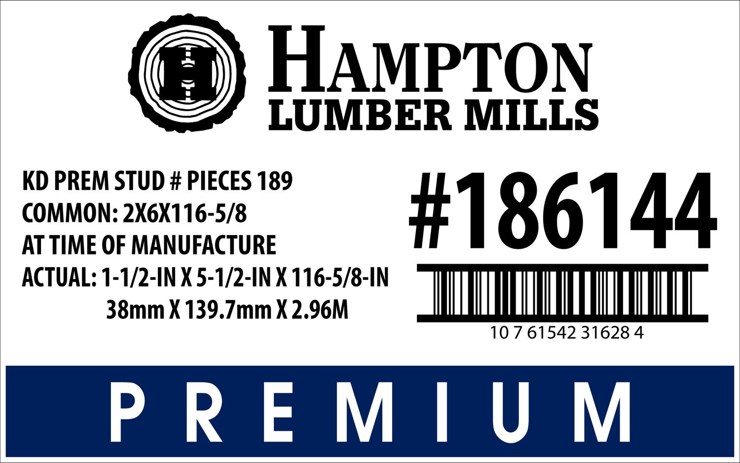 2X6X116-5/8 Lowe's Placard - 31628-4