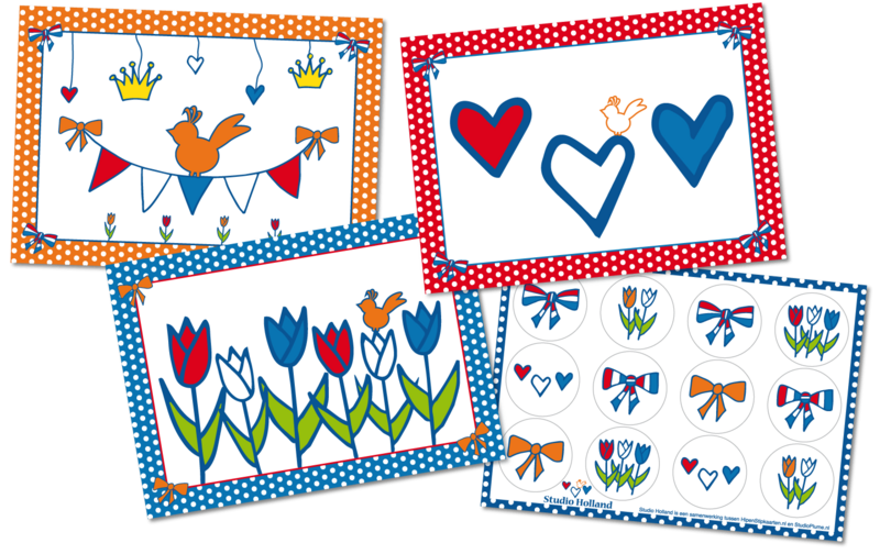 Kaarten Studio Holland + stickervel set 4 stuks Kaarten Studio Holland + stickervel set 4 stuks