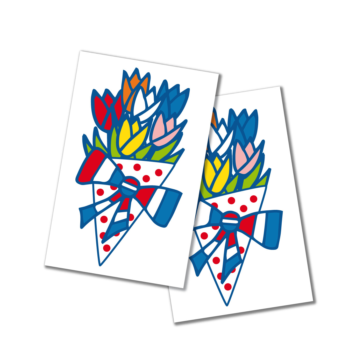 Cadeaukaartjes bosje tulpen 2-set