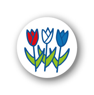 Sluitstickers Tulpen rood wit blauw mini 10 set