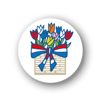 Sluitstickers Mand met Tulpen  mini 10 set