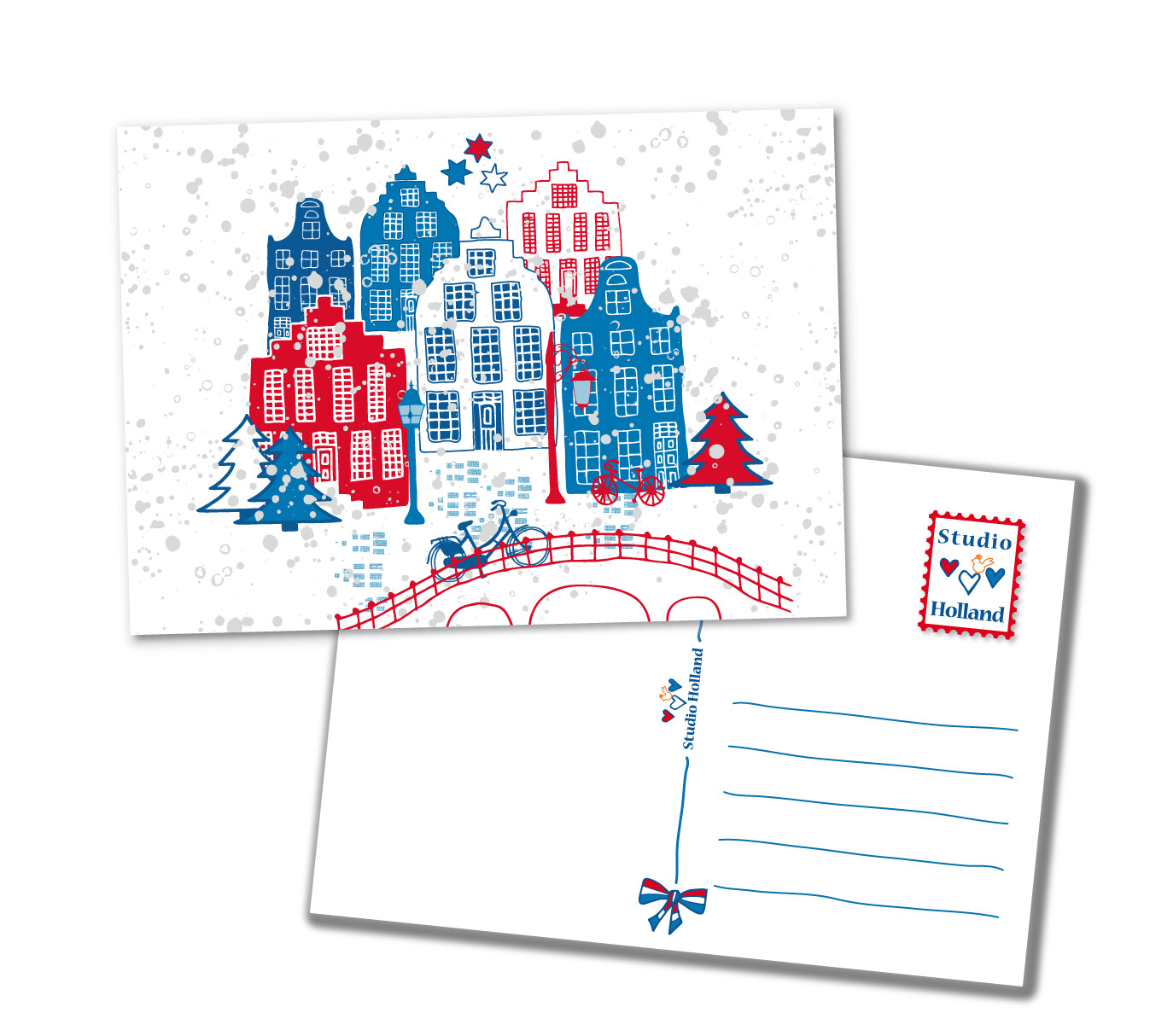Kerstkaarten set 10 stuks Winterdorp