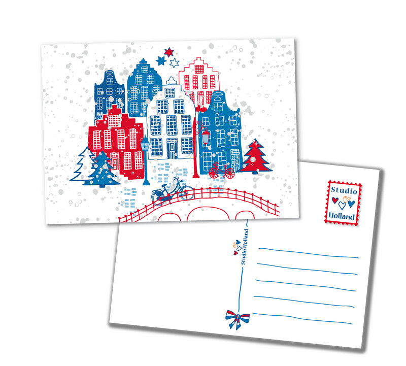 Kerstkaarten set 10 stuks Winterdorp