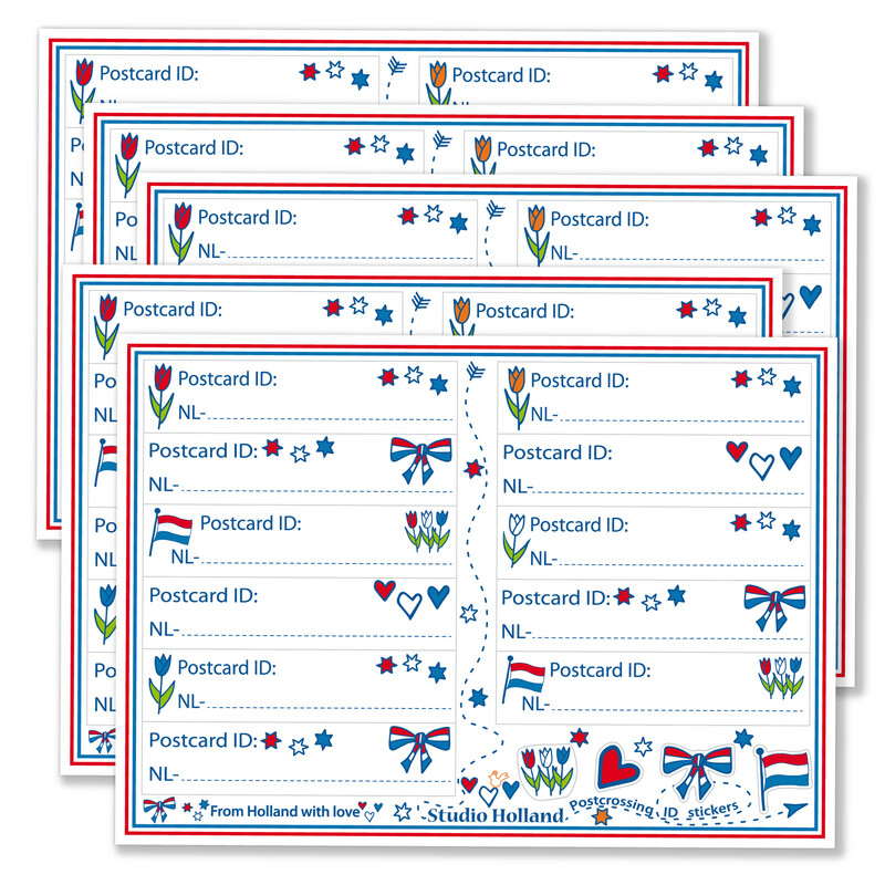 Postcrossing ID stickers 15-set, 5 stickervellen voordeelset | Studio Holland