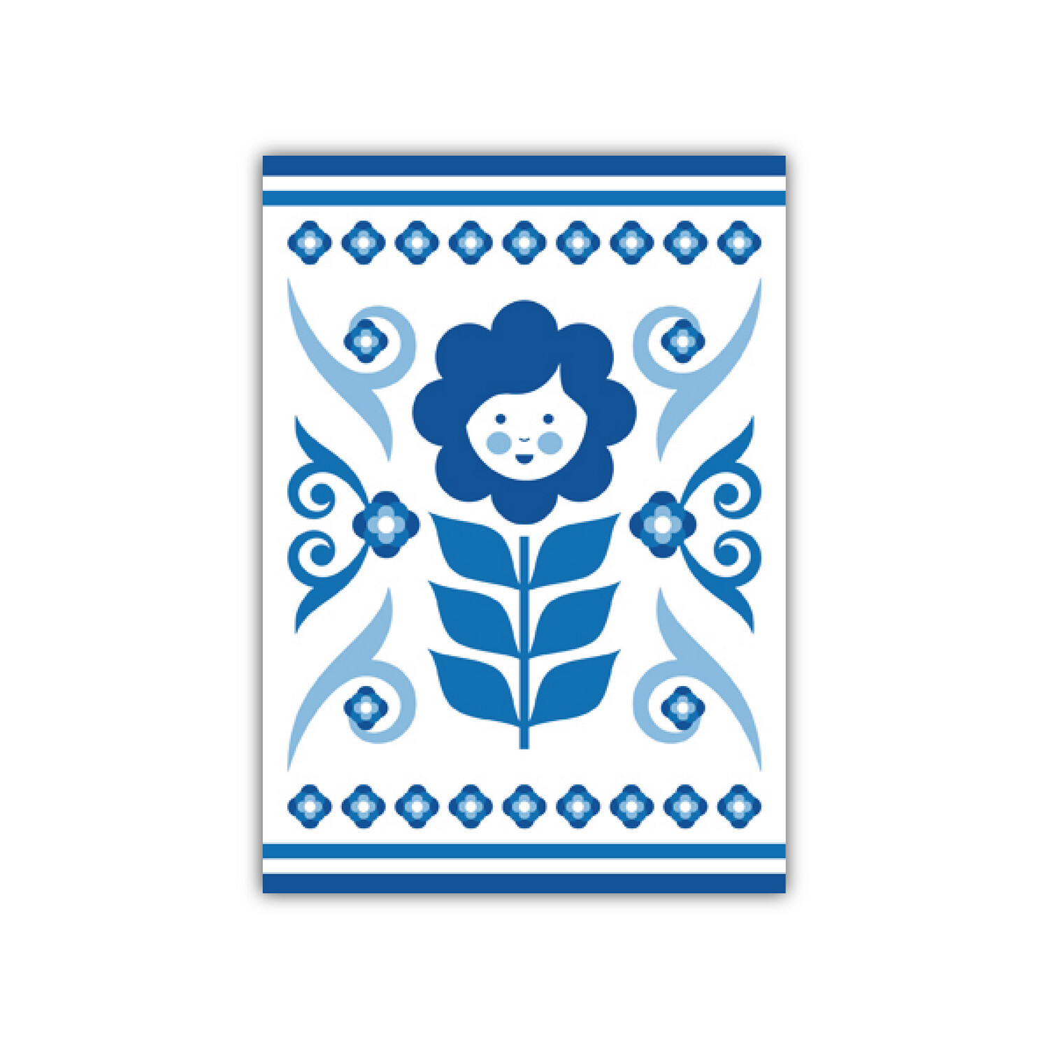 Ansichtkaart Delftsblauw bloem