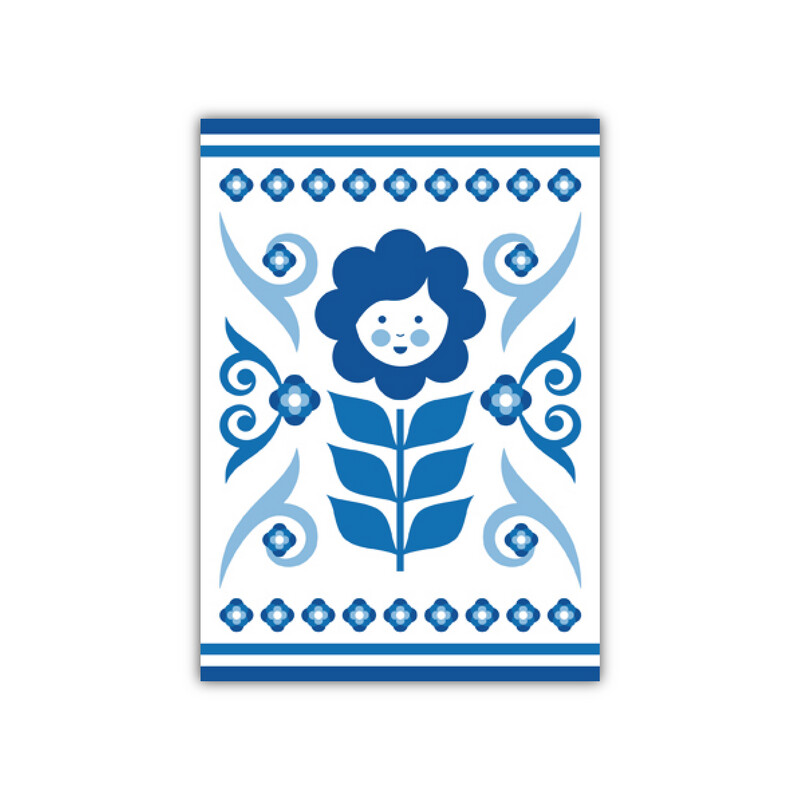 Ansichtkaart Delftsblauw bloem