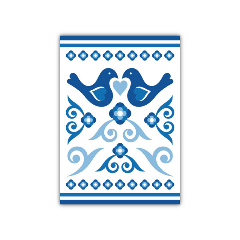 Ansichtkaart Delftsblauw vogels