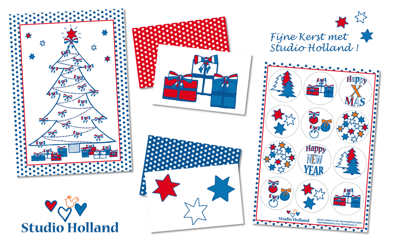 Kerst set 6 stuks | Kerstkaart, stickers en cadeaulabels