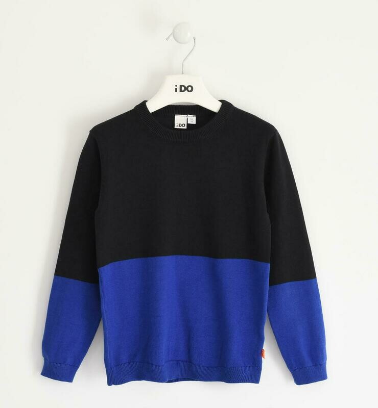 ido Teen Boys Two-Tone Crew Neck Sweater In Tricot