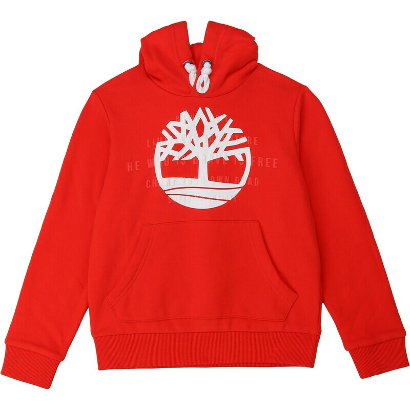 Timberland Boys Red Hood Sweat with Brand Logo Timberland Boys Red Hood Sweat with Brand Logo