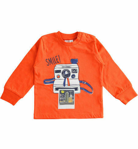 iDO Boys 100% cotton Orange long-sleeved crew neck T-shirt iDO Boys 100% cotton Orange long-sleeved crew neck T-shirt