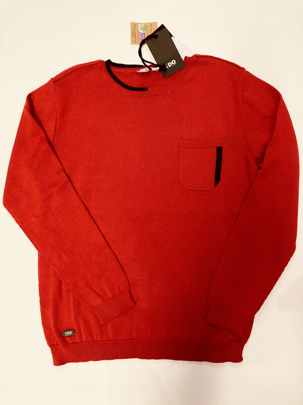 Ido Boys Red Knit 100% Cotton Jumper Ido Boys Red Knit 100% Cotton Jumper