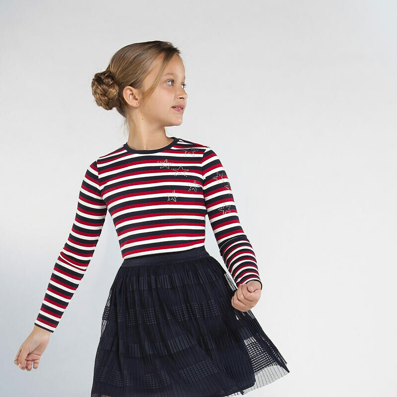 Mayoral Teen Long sleeved striped ribbed t-shirt for girl Mayoral Teen Long sleeved striped ribbed t-shirt for girl